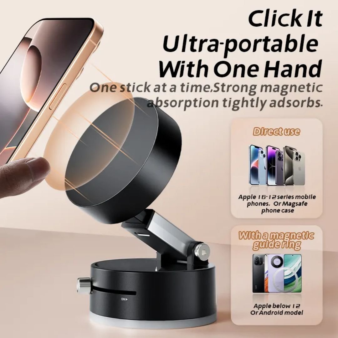 DUKAAN 360° Vaccum Magnetic Phones Holder, Magnetic Car Phone Mount, Hands-Free Suction Cup Phones Holder for Car/Gym/Mirror/Shower, Car Mount Compatible with All